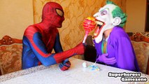 Spiderman vs Joker vs Frozen Elsa Lollipop Prank w/ Hulk - Fun Superhero In Real Life Movie