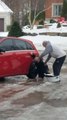 Canadian Christmas Driveway Ice Hysterics - MUST WATCH WITH SOUND UP