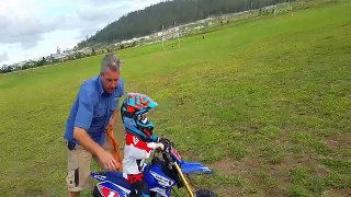 Kids first time riding a dirt bike | Yamaha TTR50E 2016