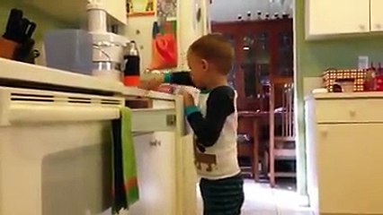 Funny Boy Can't Figure Out What's Happening In The Kitchen
