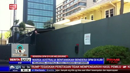 Seorang Pria Kibarkan Bendera Bintang Kejora di KJRI Melbourne