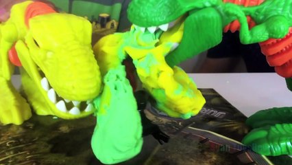 PLAY DOH JURASSIC WORLD WRECK ‘N ROAR DINOSAUR GAME for Kids Egg Surprise Toys Marvel SuperHero