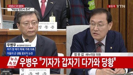 [청문회 영상] 우병우 "몸이 안 좋아 일어서서 팔짱낀 것" / YTN (Yes! Top News)