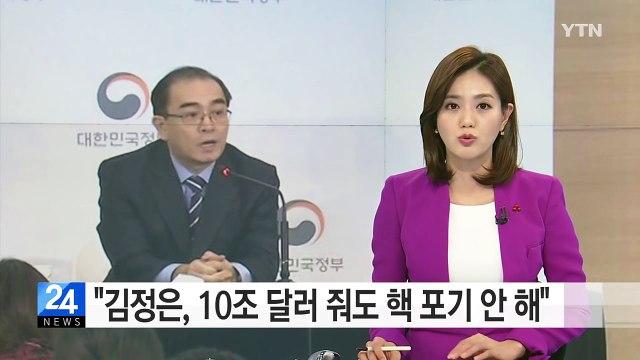 태영호 김정은, 10조 달러 준다 해도 핵 포기 안 해 / YTN (Yes! Top News)