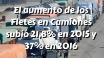 El aumento de los Fletes en Camiones subió 21,8% en 2015 y 37% en 2016