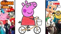Peppa Pig Coloring Pages and Bitsy Spider Nursery Rhymes for Kids! Peppa Pig Bycicle Ride!