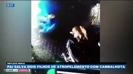 Download Video: Pai salva filhos de serem atropelados, com acrobacia ninja