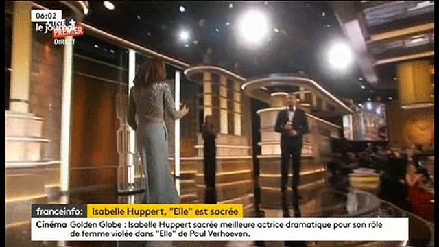 Regardez le triomphe d'Isabelle Huppert et du film Elle sacrés aux Golden Globes cette nuit à Los Angeles