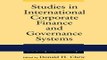 Read Studies in International Corporate Finance and Governance Systems: A Comparison of the U.S.,