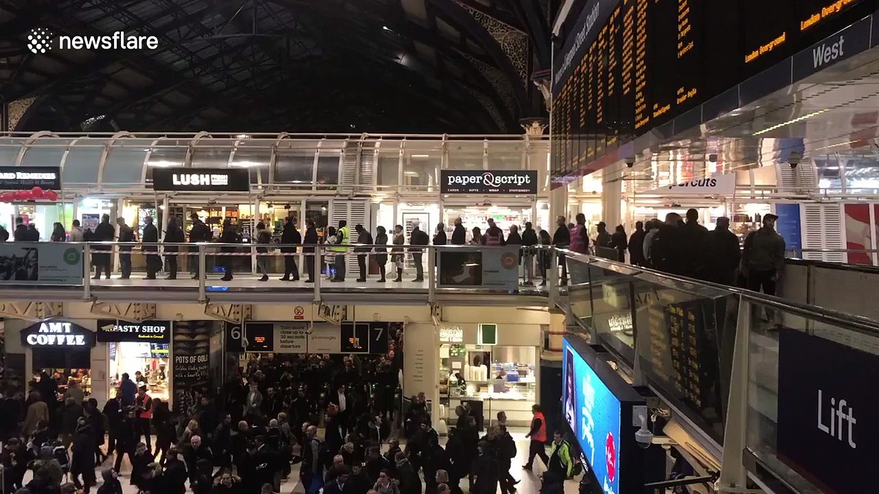 LONG queues for buses at Liverpool Street Station