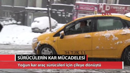 Sürücülerin karla mücadelesi