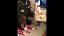 3 year old Girl gets a sneaky cat for Christmas