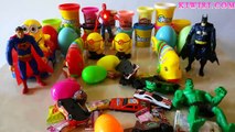 Play Doh Surprise Eggs Toys Hulk Superman Spiderman Badman Minions Candy Toy Cars