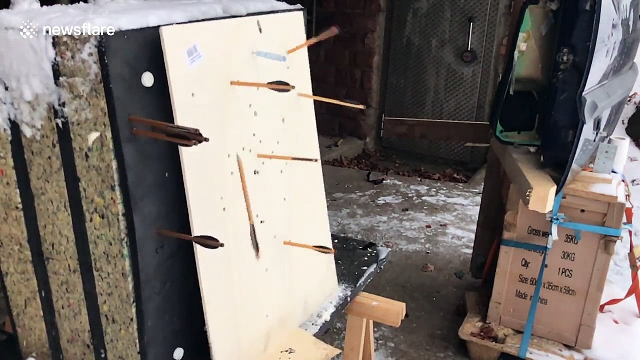 Man builds home-made, fully-automatic crossbow
