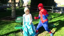 Spiderman Frozen Elsa PRANK Maleficent Pink Spidergirl w Joker Poison Ivy Hulk Mermaid