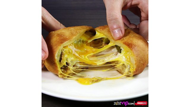 Deep fry cheddar and pickle burger