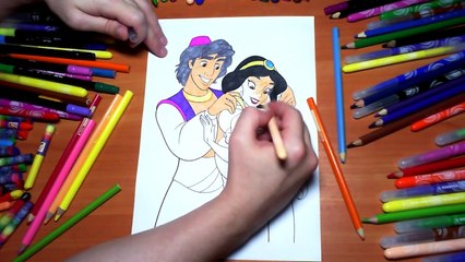 Download Video: Aladdin Princess Jasmine New Coloring Pages for Kids Colors Coloring colored markers felt pens