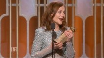 Oscars 2017 - Isabelle Huppert reçoit le Golden Globe de la meilleure actrice pour Elle