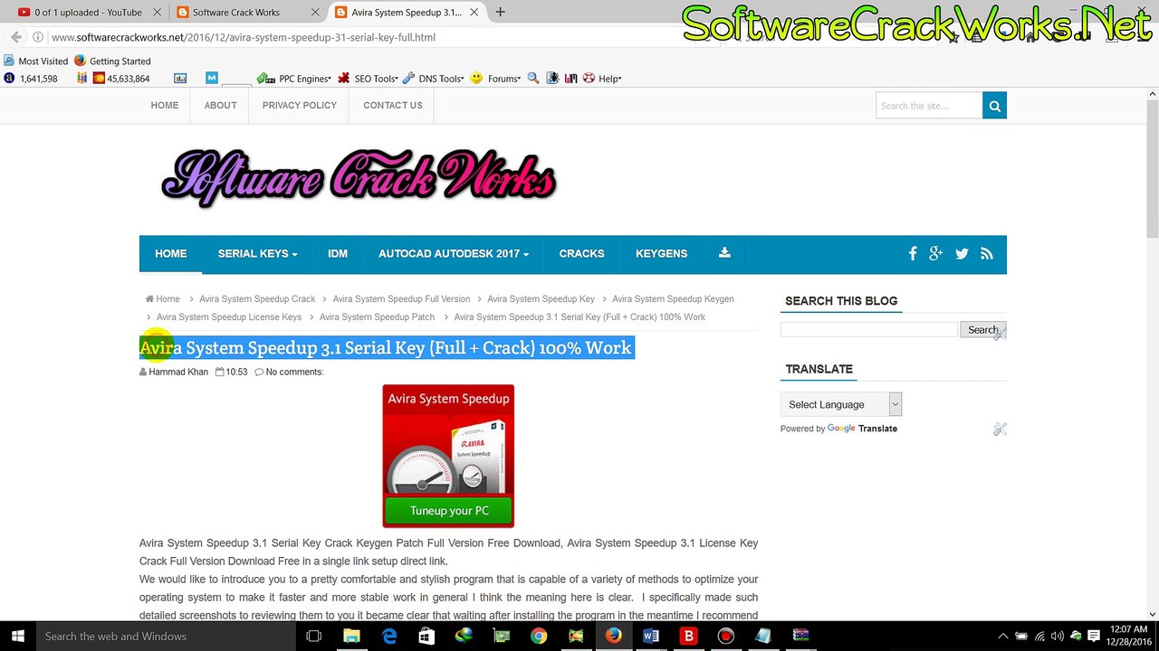 Avira System Speedup 3.1 Serial Key (Full + Crack) 100% Work