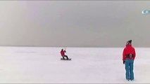 Donan Büyükçekmece Gölü’nde Snowkite