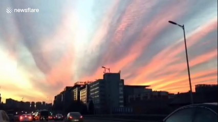Spectacular sunrise in Beijing on Tuesday morning