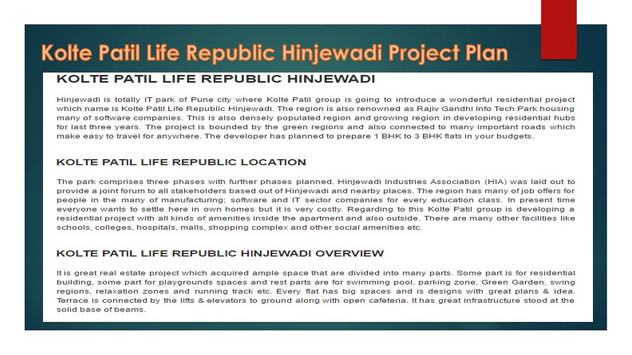 Kolte Patil Life Republic Call @ 9739976422