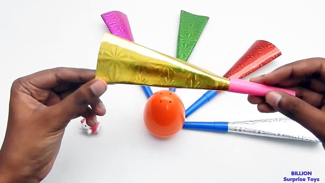 Party Time Horns With Surprise Toys Inside! Egg Surprise Disney Cars Thomas and friends Paw Patrol-viSkRgQw_zQ