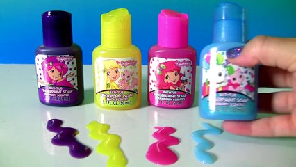 Strawberry Shortcake Bathtub Fingerpaint Learn Colors with Peppa Pig Dolls Batht