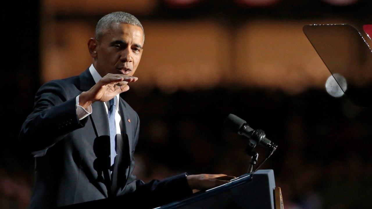 Obama honors family and Biden in moving farewell speech