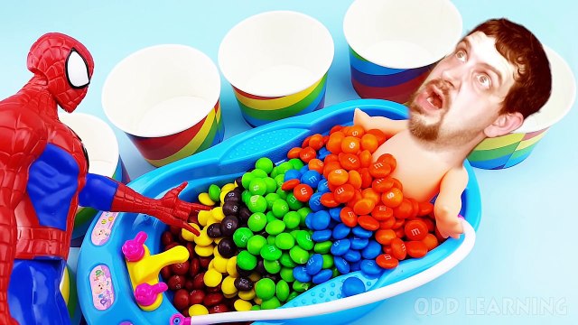 Bad Baby Doll Learn Colors Bath Time Poop w/ Orbeez M&Ms and Skittles - Learning Colors for Children