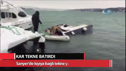 Yoğun kar yağışı tekne batırdı