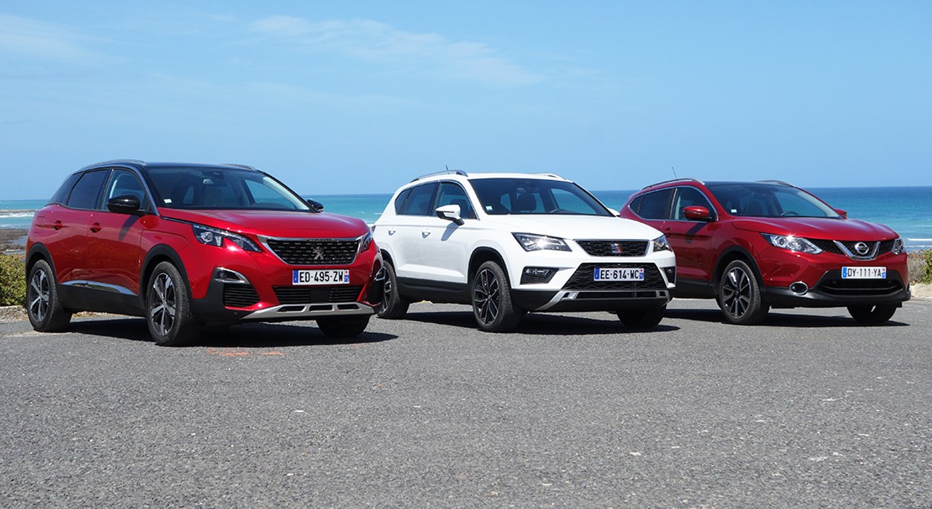 Peugeot 3008 vs Seat Ateca vs Nissan Qashqai [COMPARATIF VIDEO] : partie 1, vie à bord (habitabilité, finition, confort,