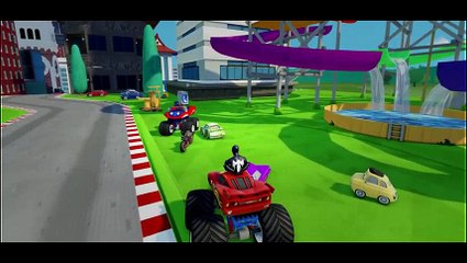 Download Video: MONSTER TRUCKS MCQUEEN CARS & SPIDERMAN CAR! Frozen Elsa + Finger Family Song Nursery Rhymes