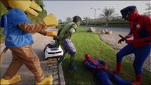 Police Spiderman ARREST Hulk MotorBike w/ Paw Patrol Chase Frozen Elsa Mickey Superhero in Real Life