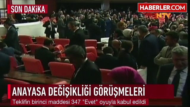 Anayasa Değişiklik Teklifinin Birinci Maddesi Kabul Edildi