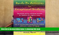 BEST PDF  Hands-On Activities for Exceptional Students: Educational and Pre-Vocational Activities