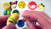 LEARN COLORS with Disney Tsum Tsums! Play doh Toy Surprise Cans, Disney ツムツム Toys