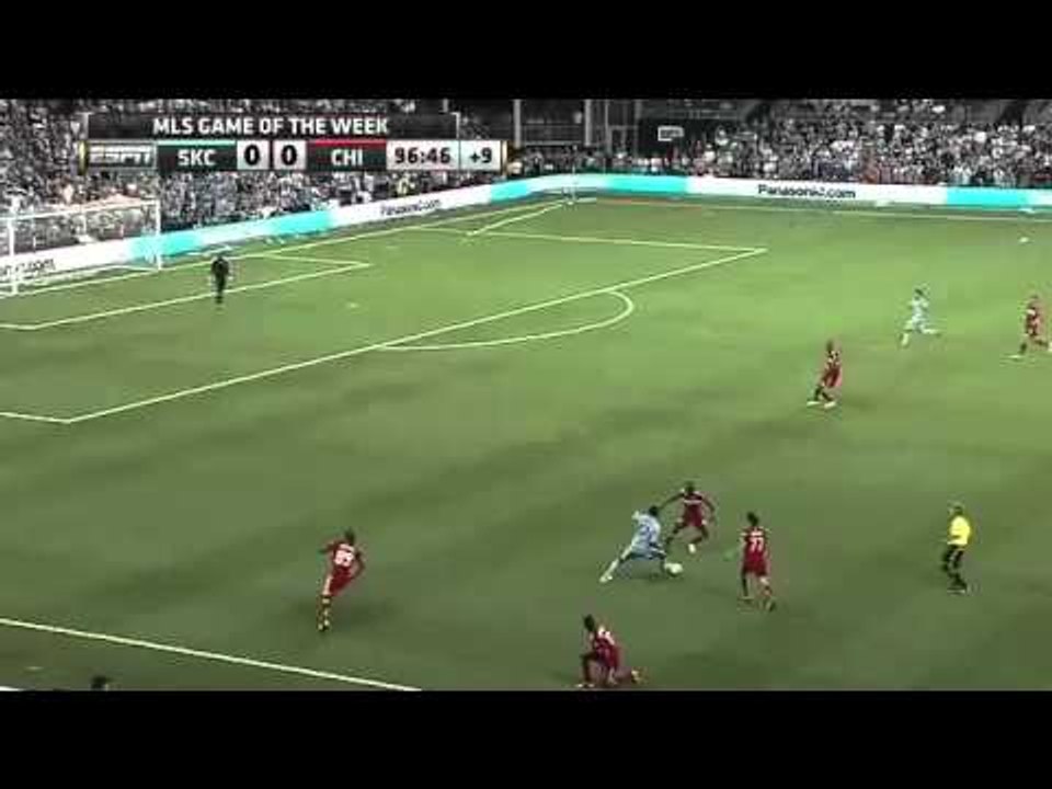 Sapong dribbles around Chicago defenders