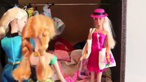 Frozen Elsa and Anna Dolls Barbie Closet Sit Barbie Clothes Disney Princess PART 1 DisneyCarToys