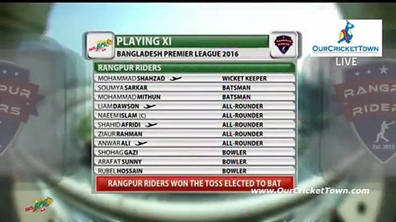 BPL 2016 :  39th Match Rangpur Riders vs Barisal Bulls Part 1 | BPL T20 2016 | www.OurCricketTown.Com