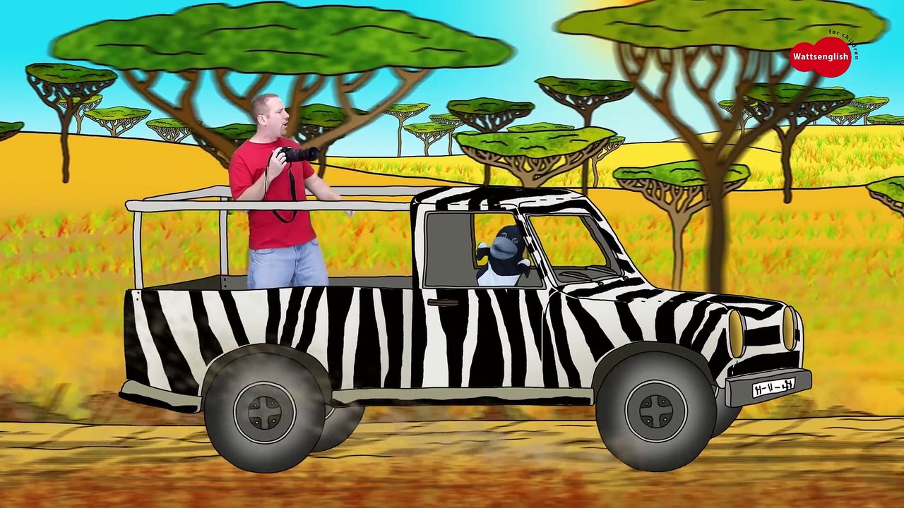 Steve and Maggie Racing throught a Wild Animal Safari   Learn English Kids in English funny stories