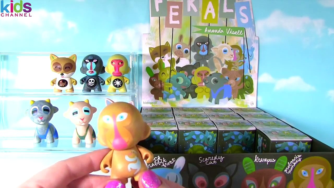 KIDROBOT Ferals Full Case Blind Box Figures Opening Unboxing Toy Review - Kidschanel