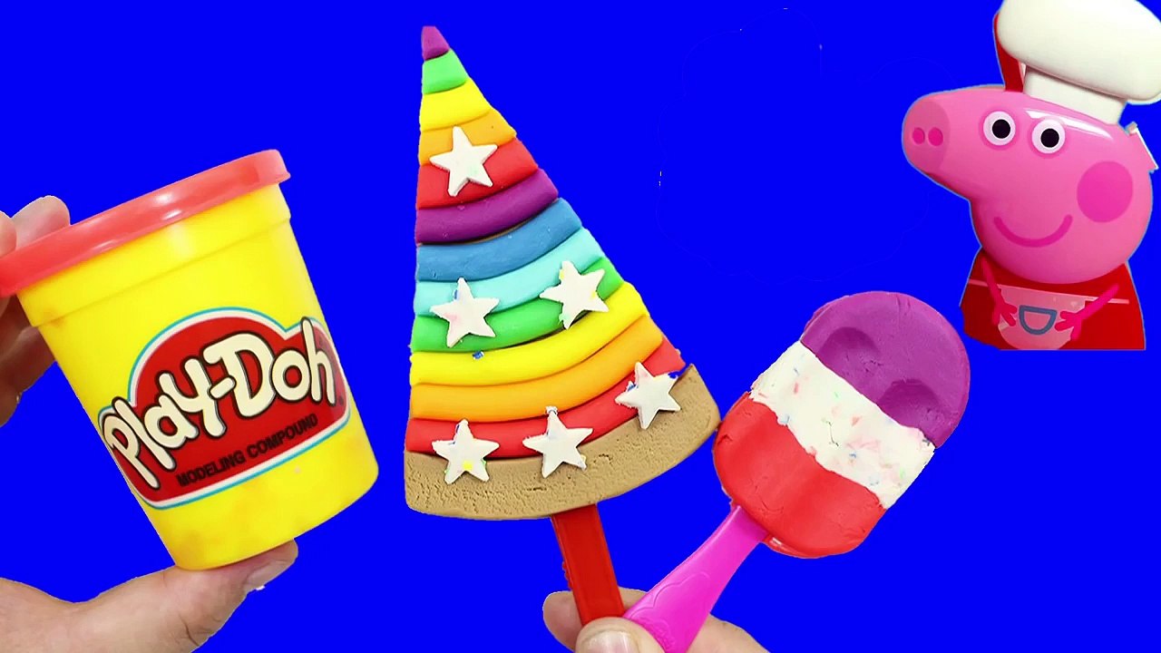 PLAY DOH ICE CREAM FROZEN  MAKE Ranbow cake for Peppa Pig Kids toys
