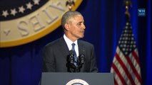L'émotion d'Obama lors de son dernier discours