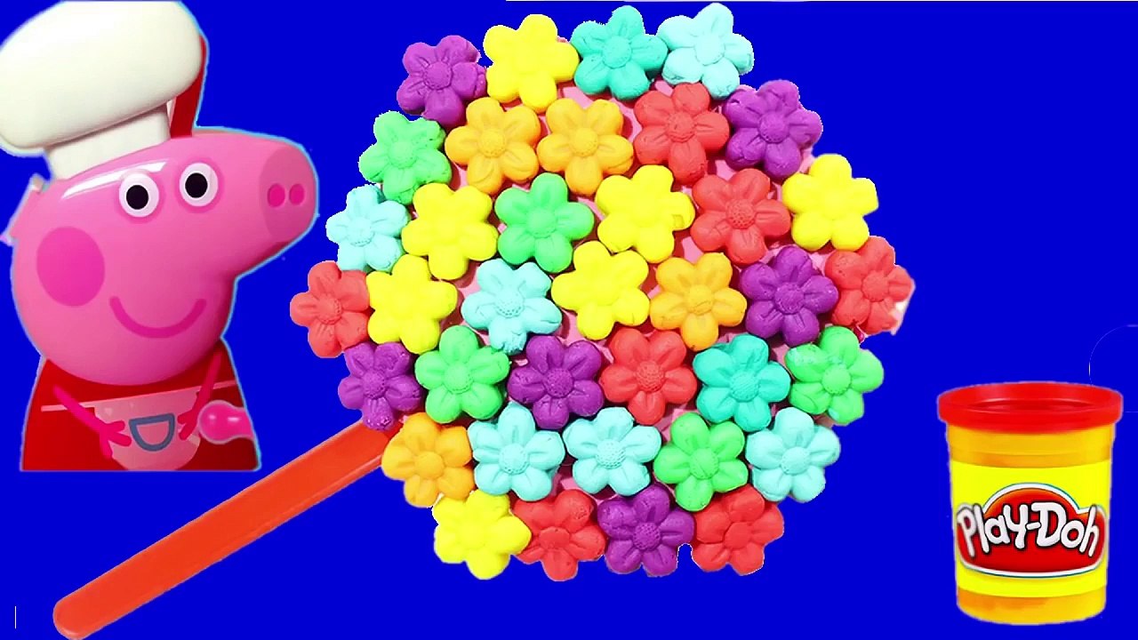 Play doh FLOWER TOYS  MaKE LOLLIPOP cake for Peppa pig kids videos