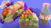 Peppa Pig stop motion  Play doh create hot dog and hamburger playdoh frozen Toys