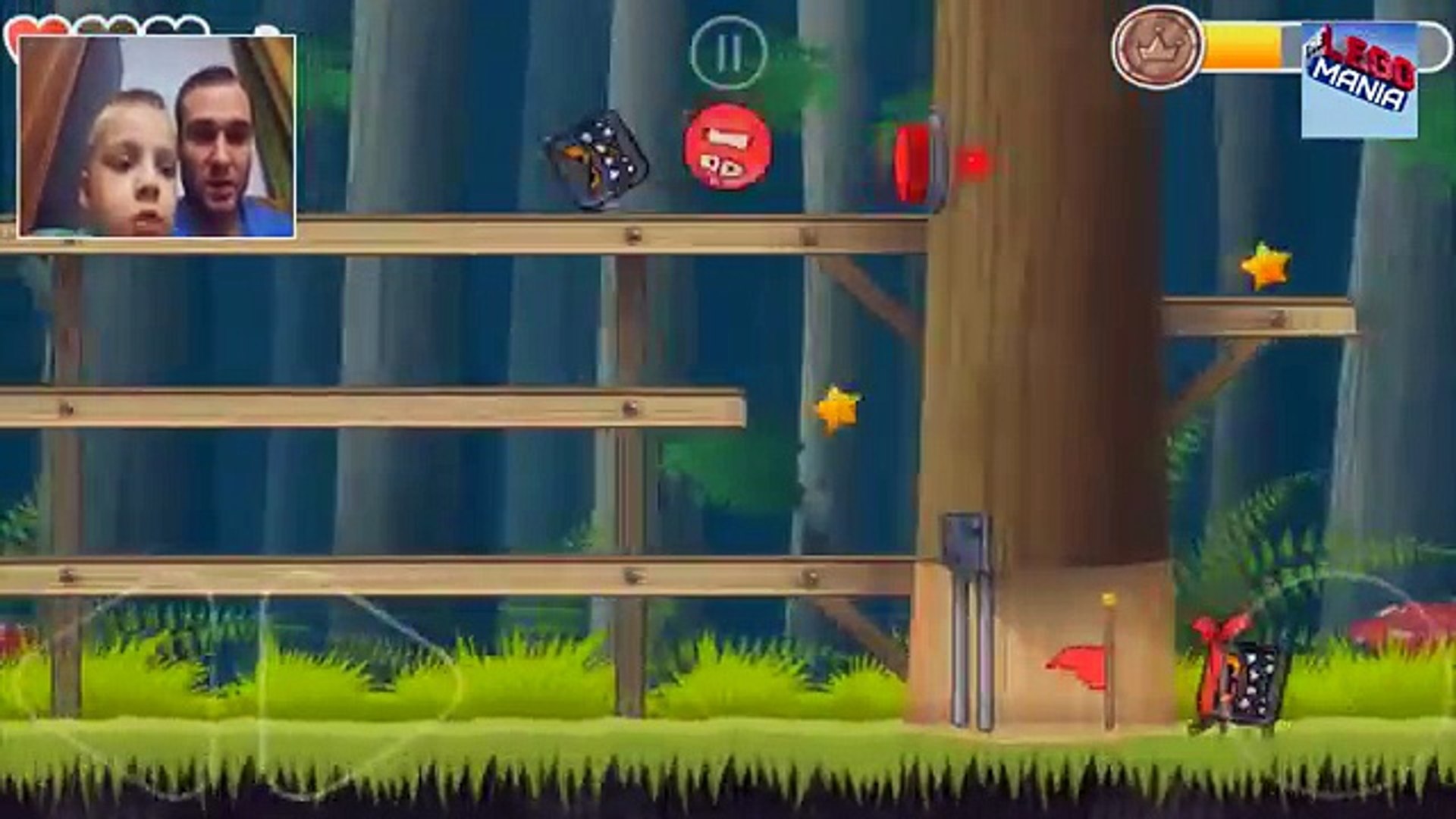 ⁣Cartoon Game - Red Ball against a Black Square Passage. Dense Forest, Children s Playground