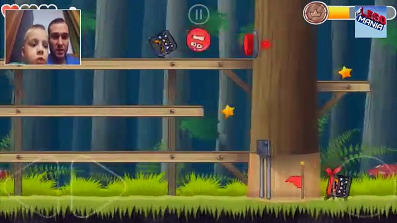 Cartoon Game - Red Ball against a Black Square Passage. Dense Forest, Children s Playground