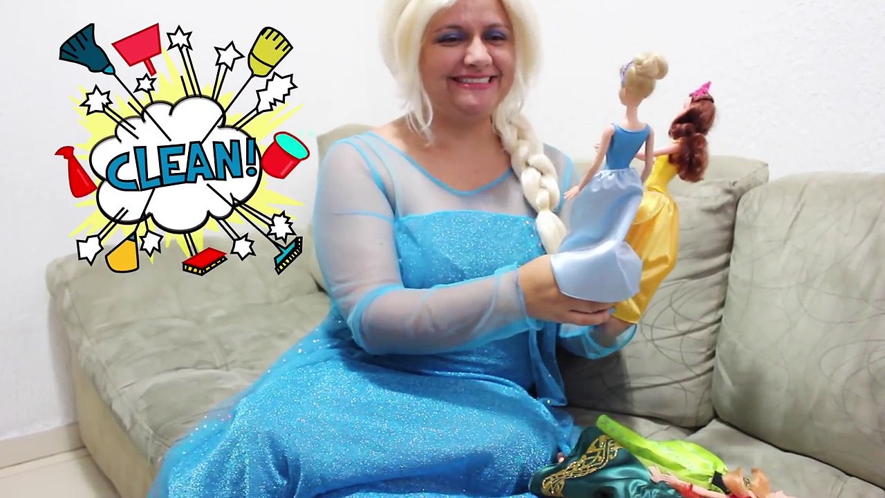 Elsa Frozen vs Joker Slave Prank w/ Cinderella, Frozen Anna, Merida, Beauty Disney Princess