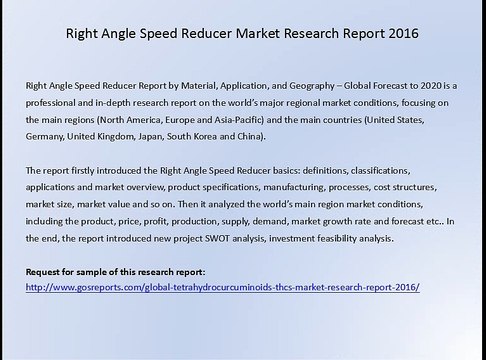 Right Angle Speed Reducer Market Research Report 2016